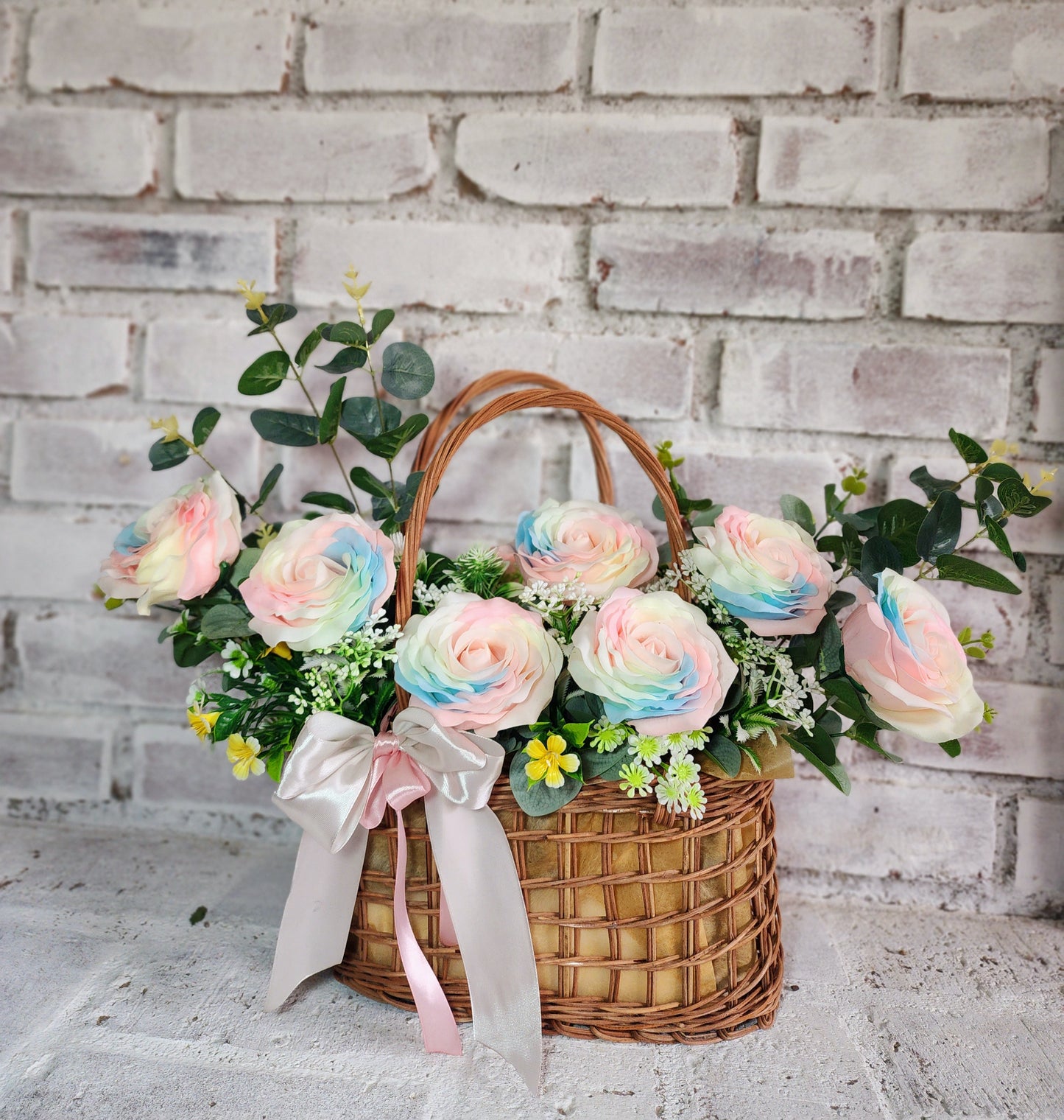 Rainbow Soap Flowers in a Basket