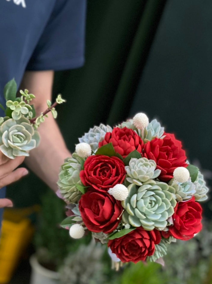 Attractive Red Succulent Bouquet