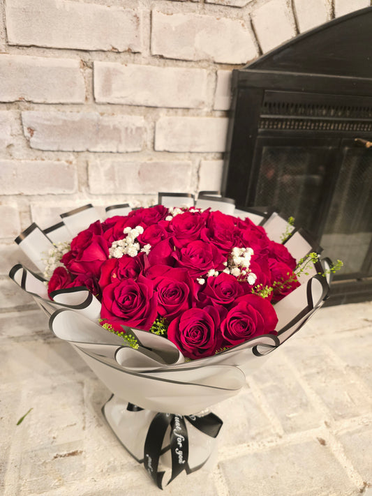 Fresh Rose Bouquet With Wrap