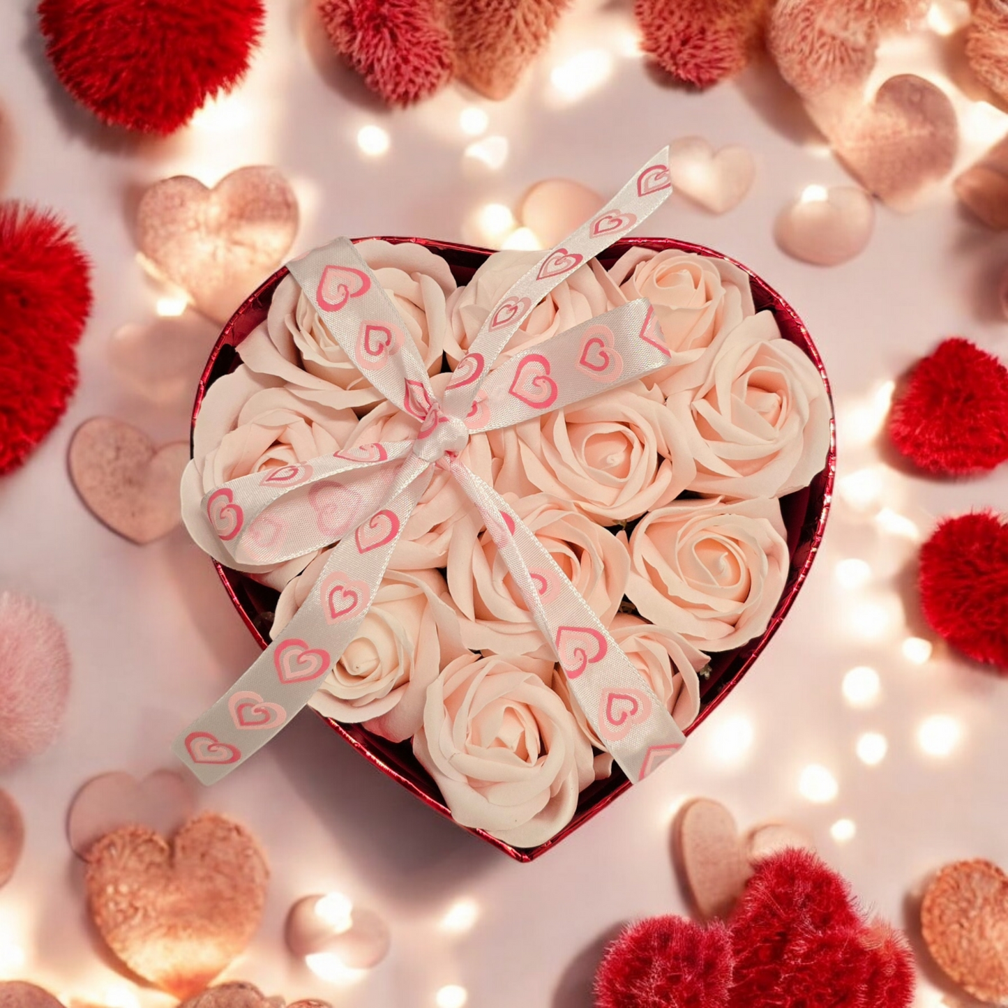 Soap Flowers Heart Box