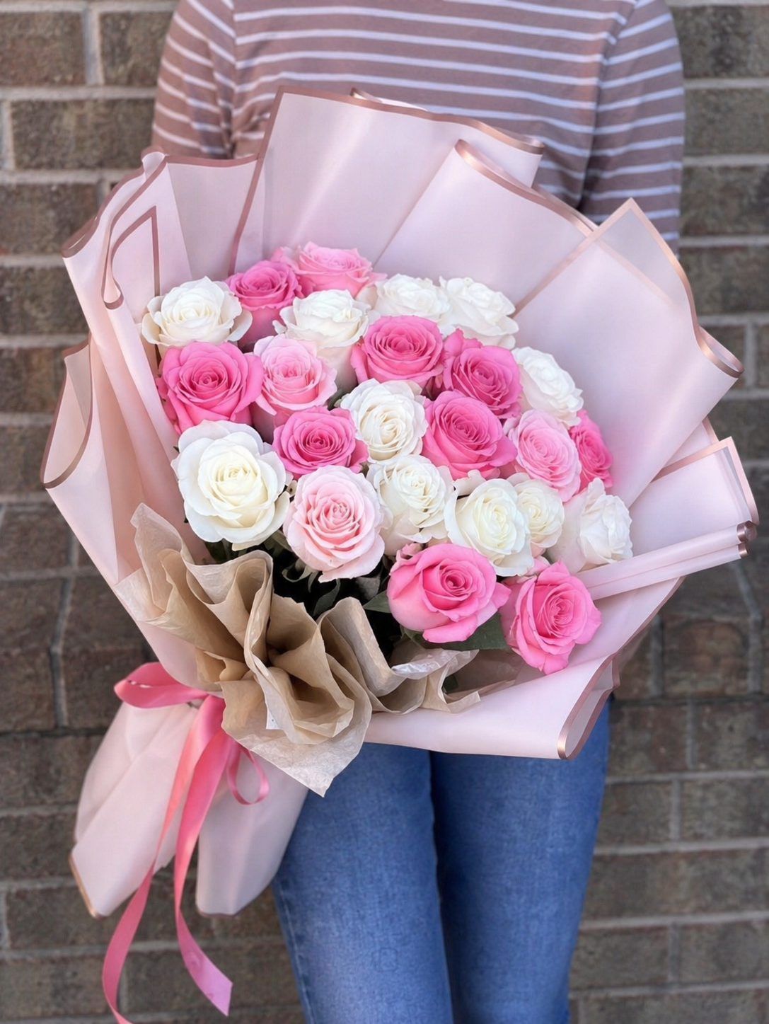 Pink and white Bouquet Rose