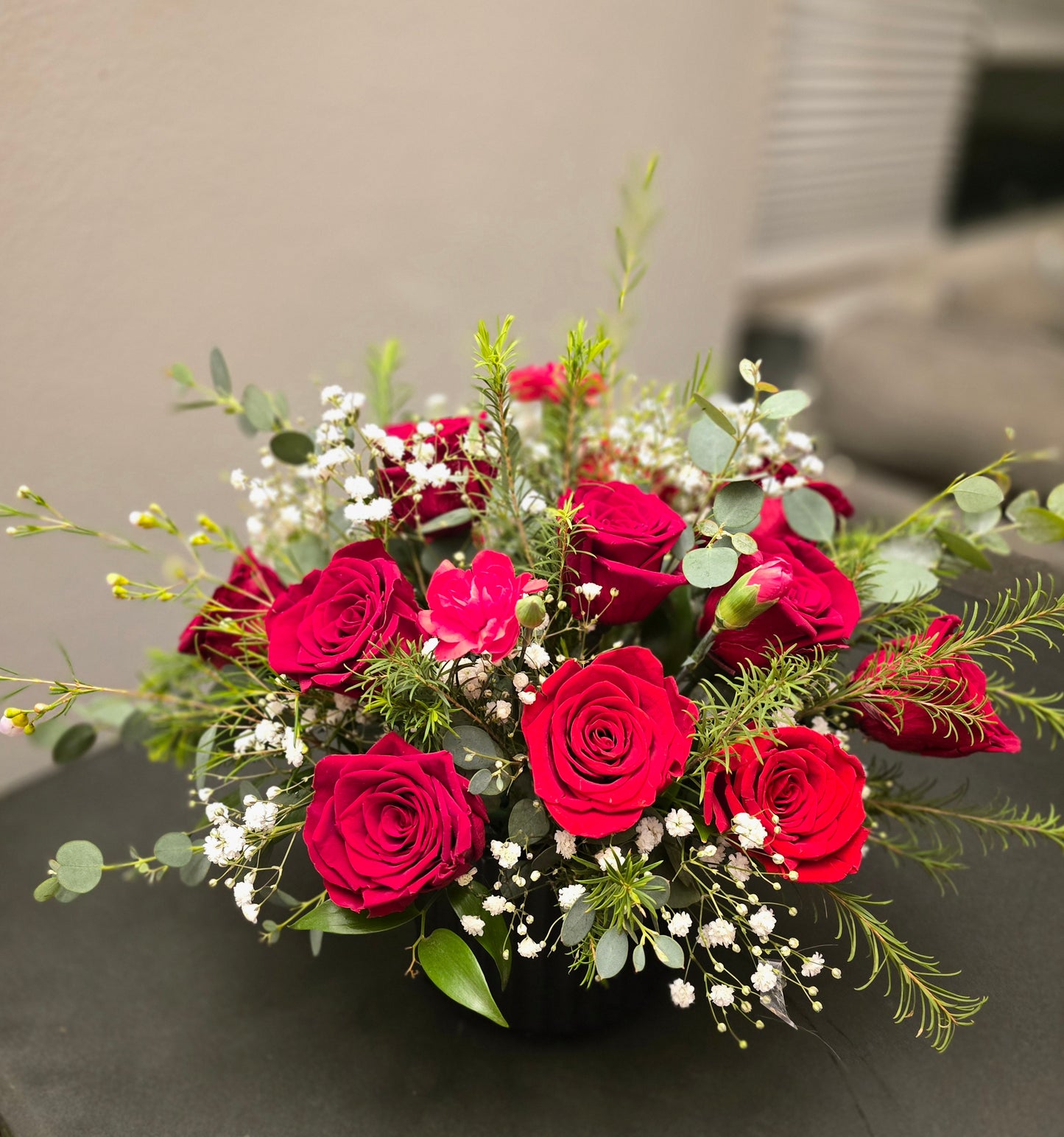 Dozen Roses in Vase
