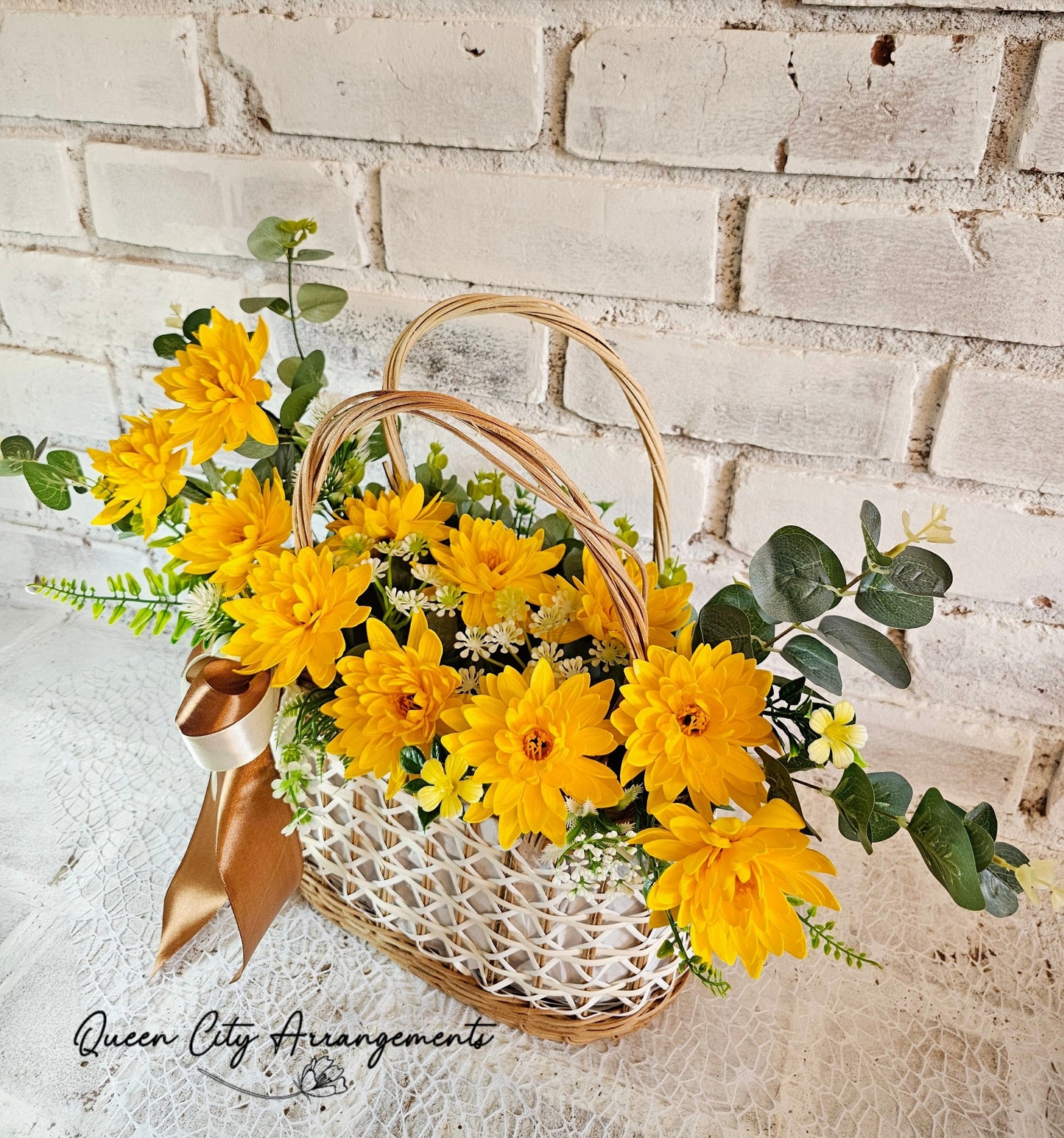 Bright Yellow Daisy Flower Basket