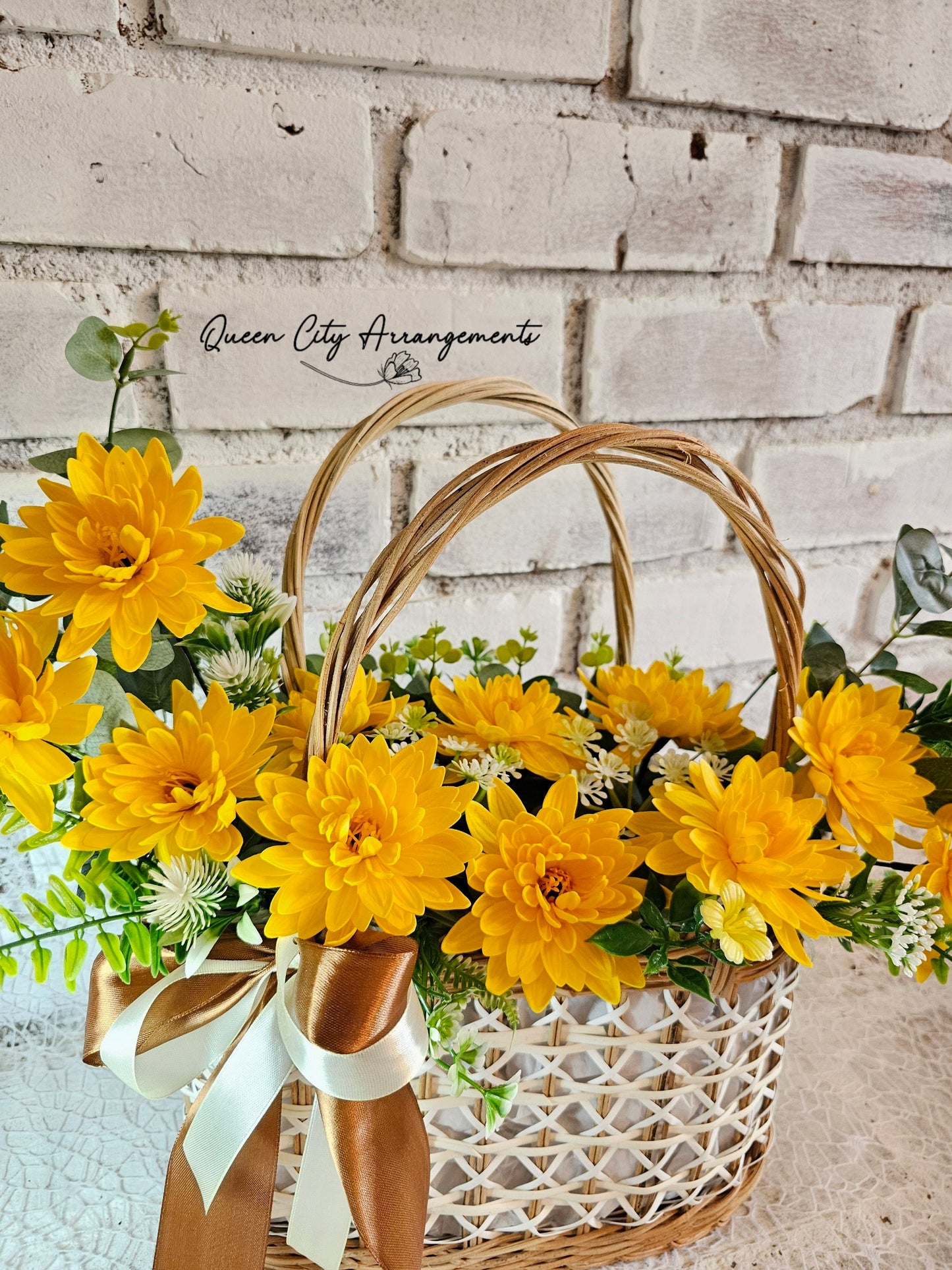 Bright Yellow Daisy Flower Basket