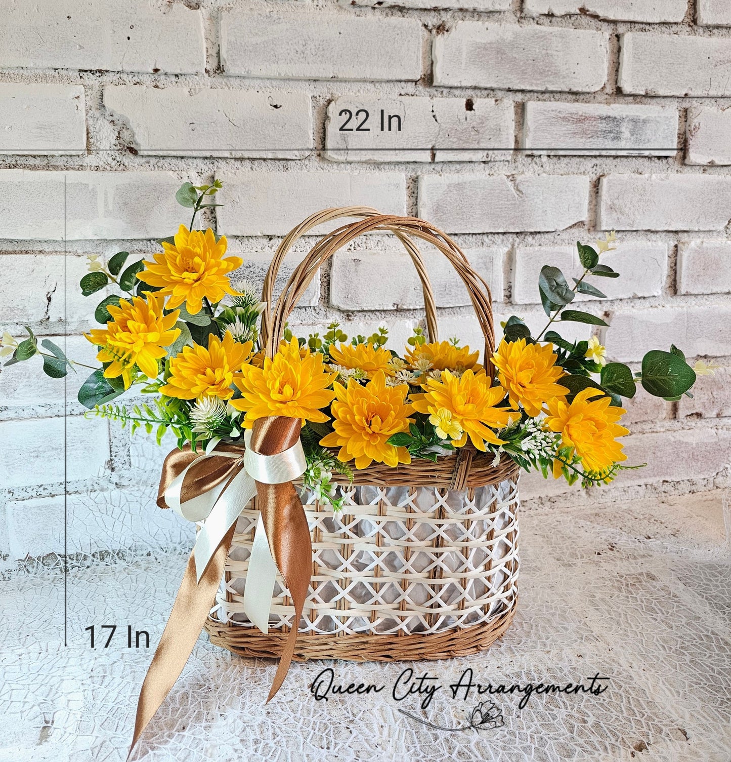 Bright Yellow Daisy Flower Basket