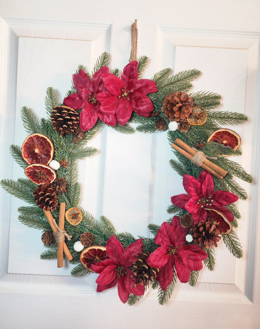 Pine Wreath With Flowers