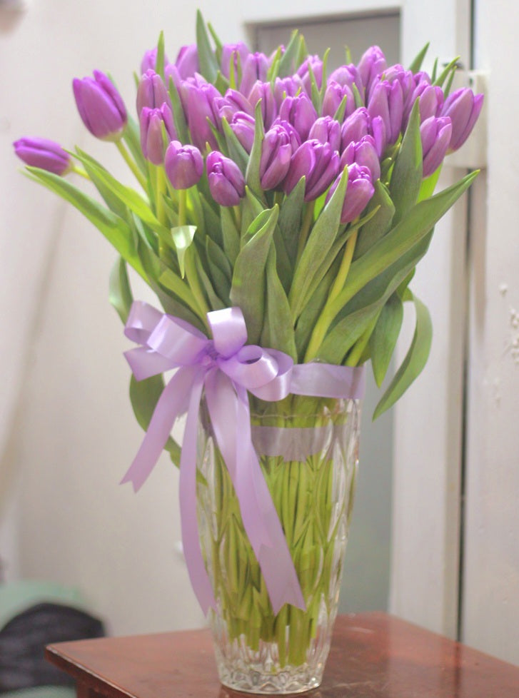 Fresh Tulips Flowers In Vase