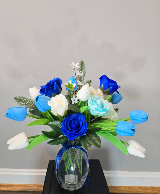 Blue flowers in vase