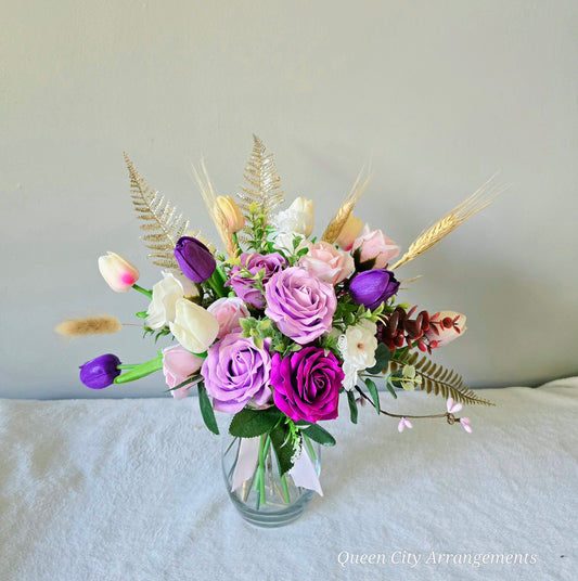 Purple flowers in vase