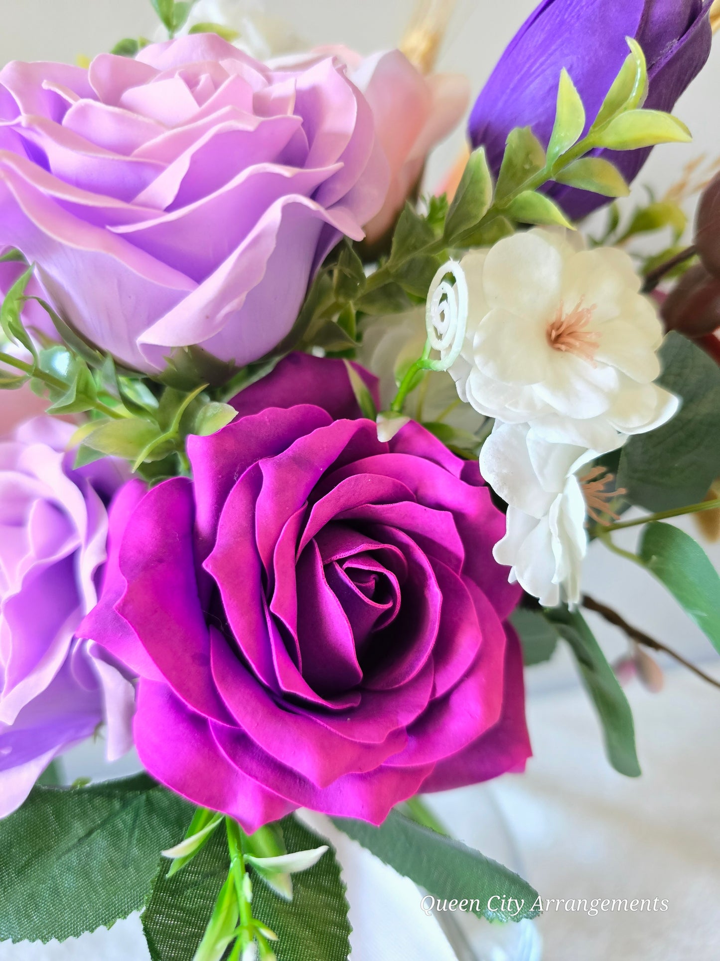 Purple flowers in vase