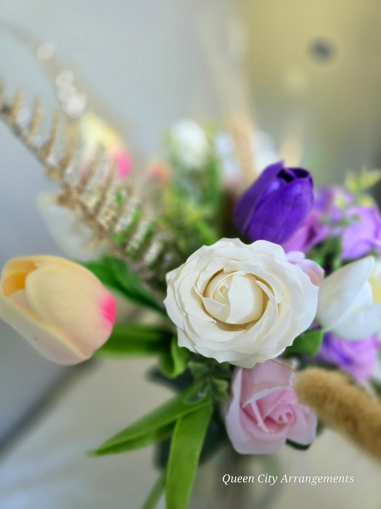 Purple flowers in vase