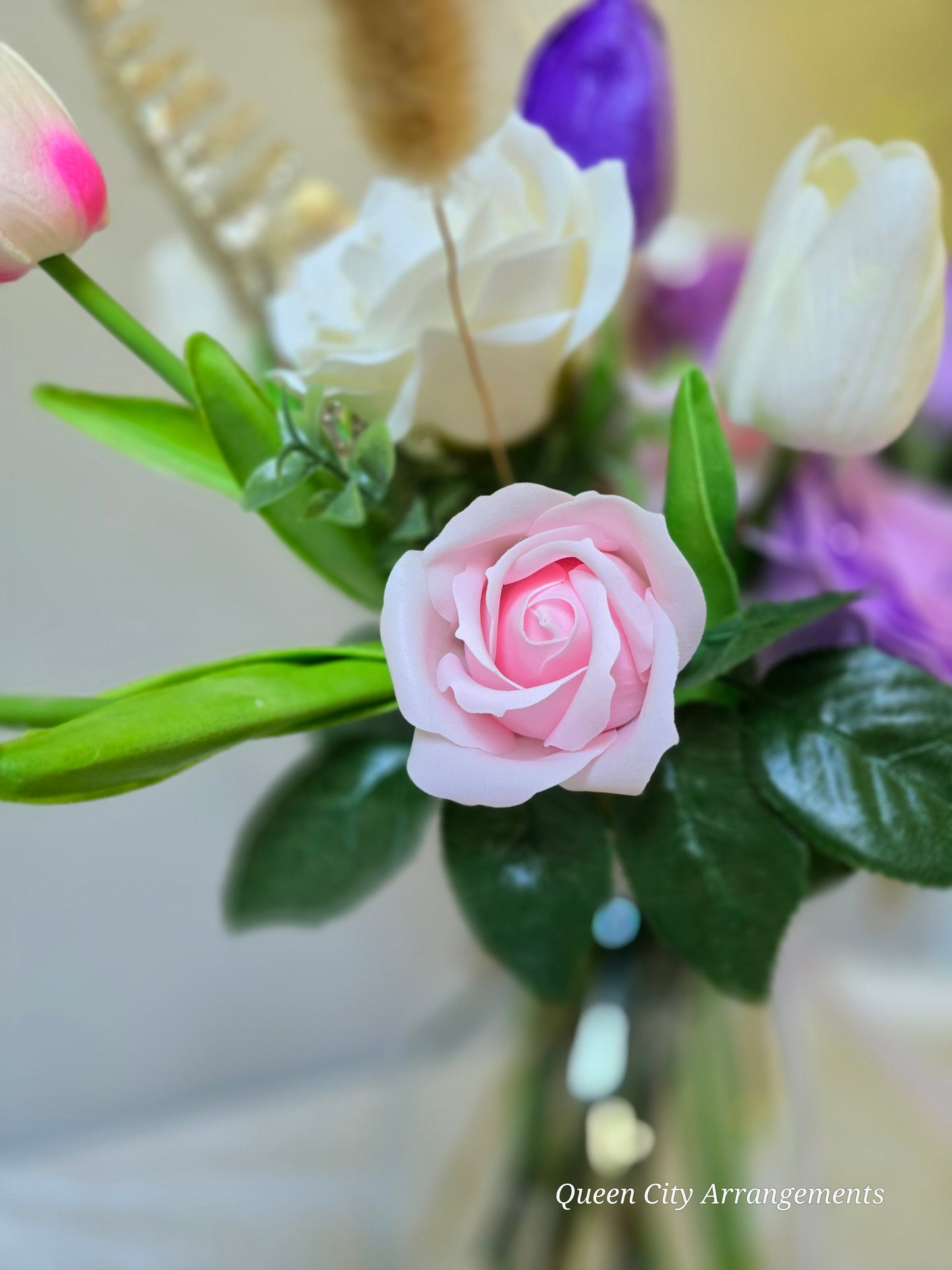 Purple flowers in vase