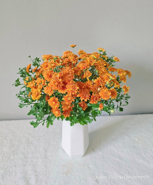 Orange Chrysanthemum Flower in Ceramic Vase