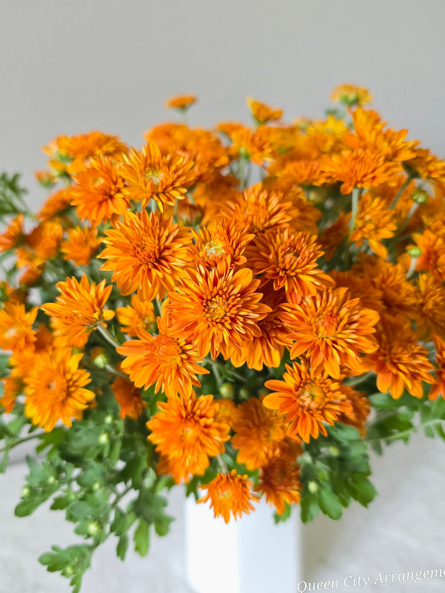 Orange Chrysanthemum Flower in Ceramic Vase