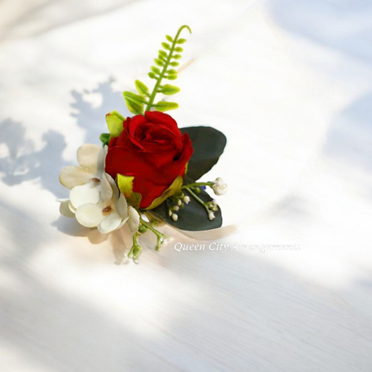 Fresh Flowers Red Corsage and Boutonnieres