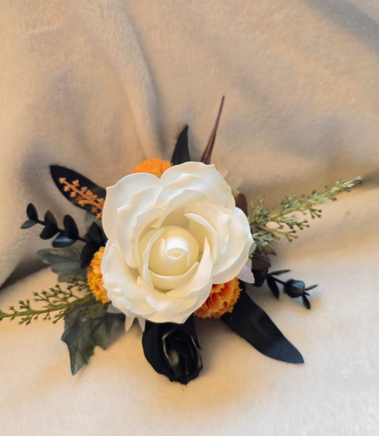 White & Black Corsage $ Boutonnieres