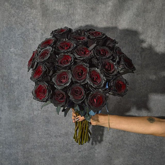 Black Rose  Bouquet With Wrap