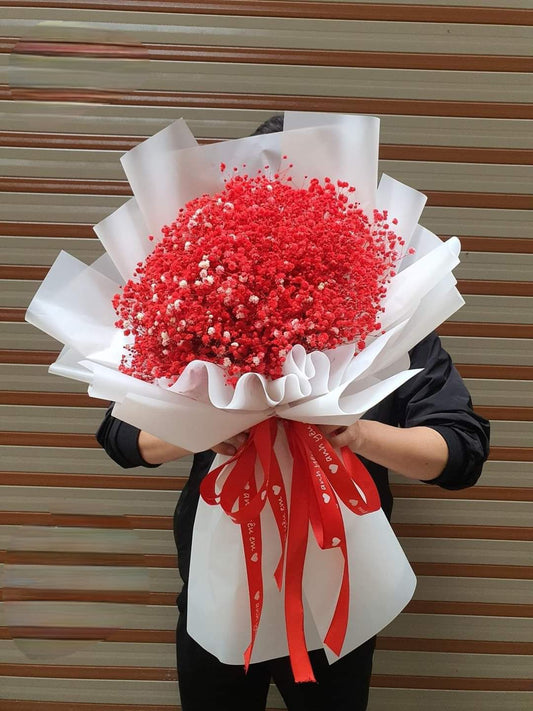 Baby Breath Bouquet- Red Baby Breath