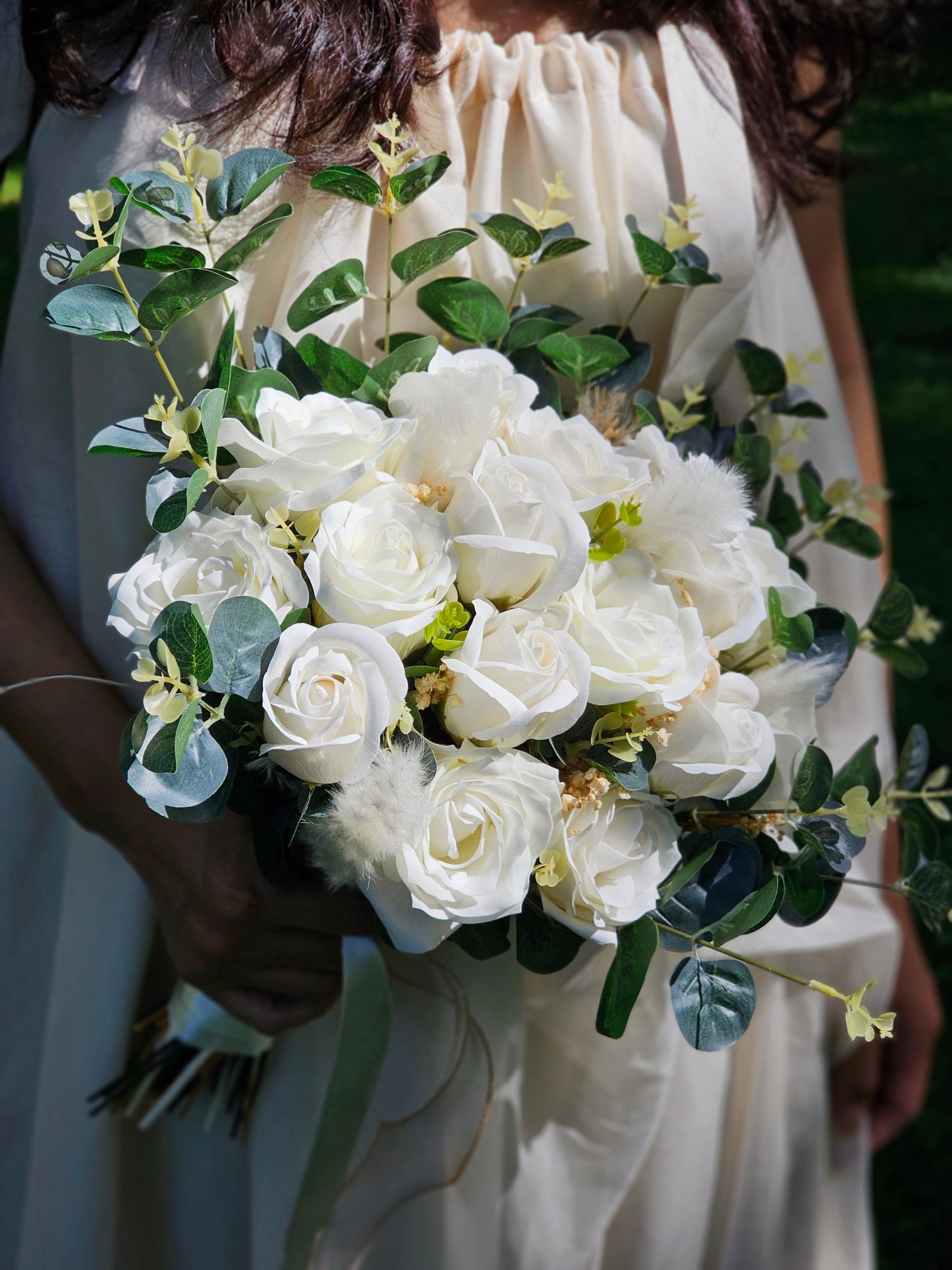 Boutonnieres $ White Rose Bouquet