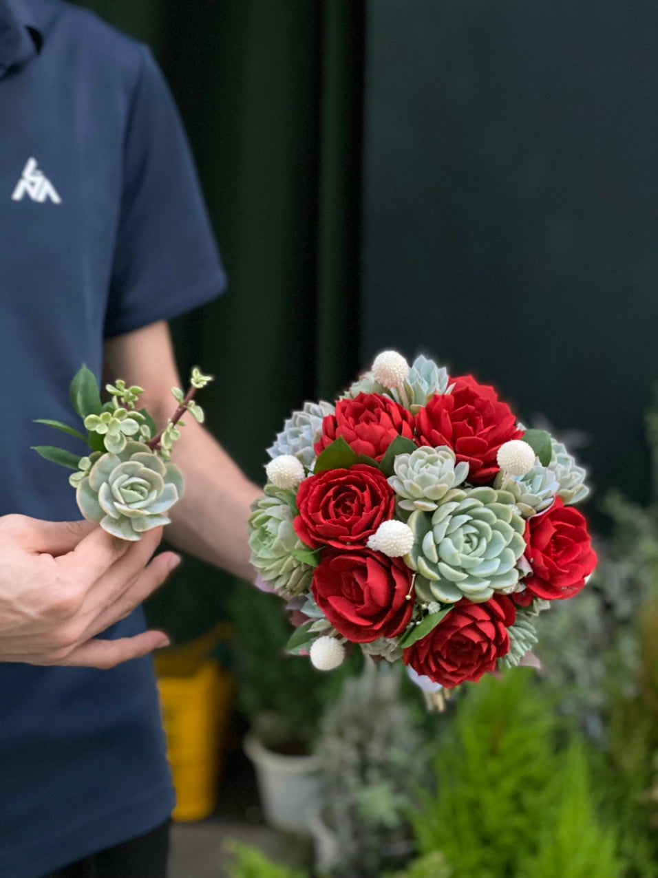 Attractive Red Succulent Bouquet