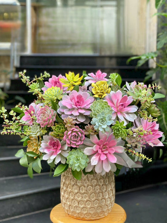 Succulent Flowers Arrangements in Vase