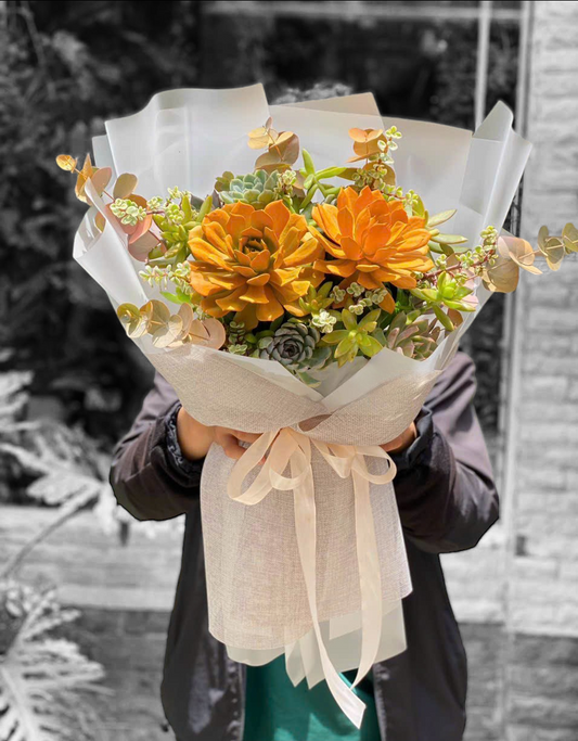 Sweet Orange Succulent Bouquet