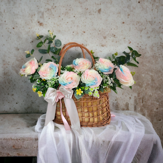 Rainbow Soap Flowers in a Basket