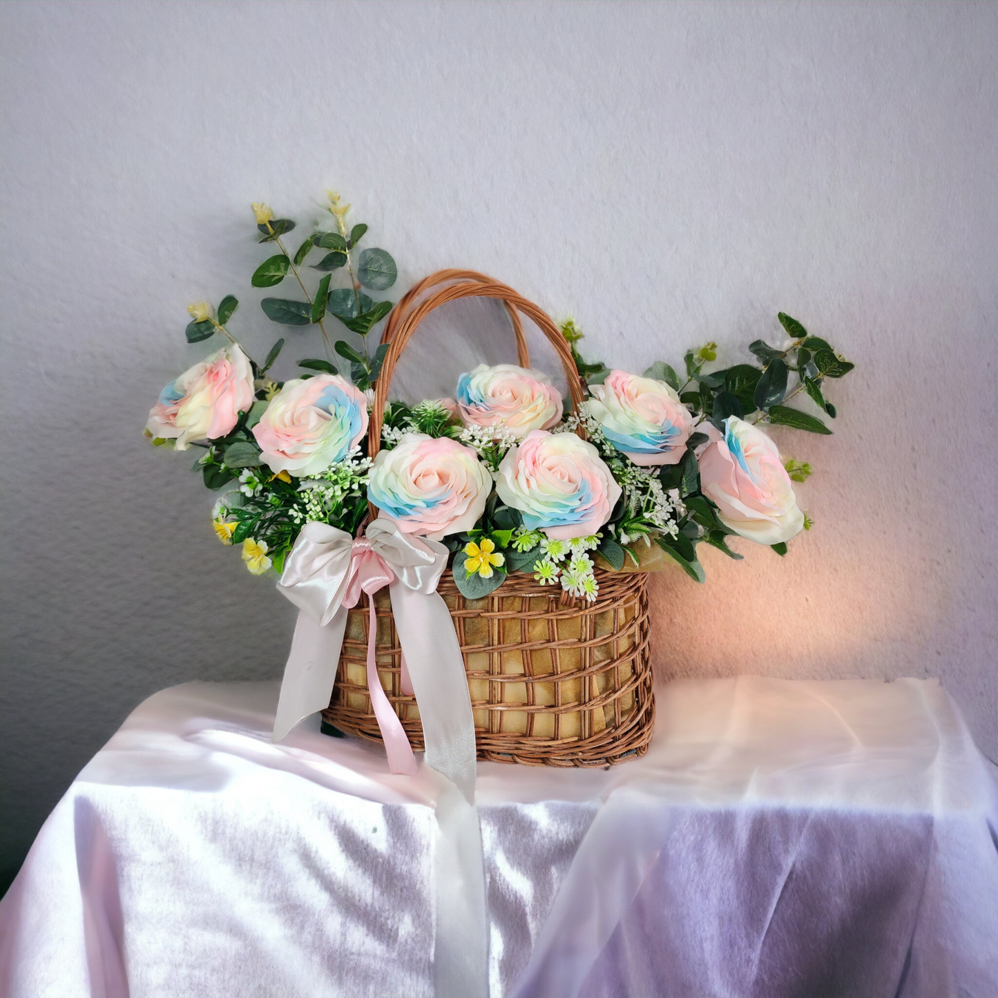 Rainbow Soap Flowers in a Basket