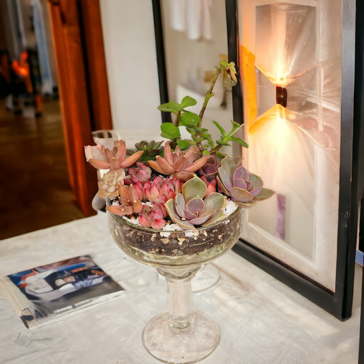 Succulent Arrangements in Glass Vase