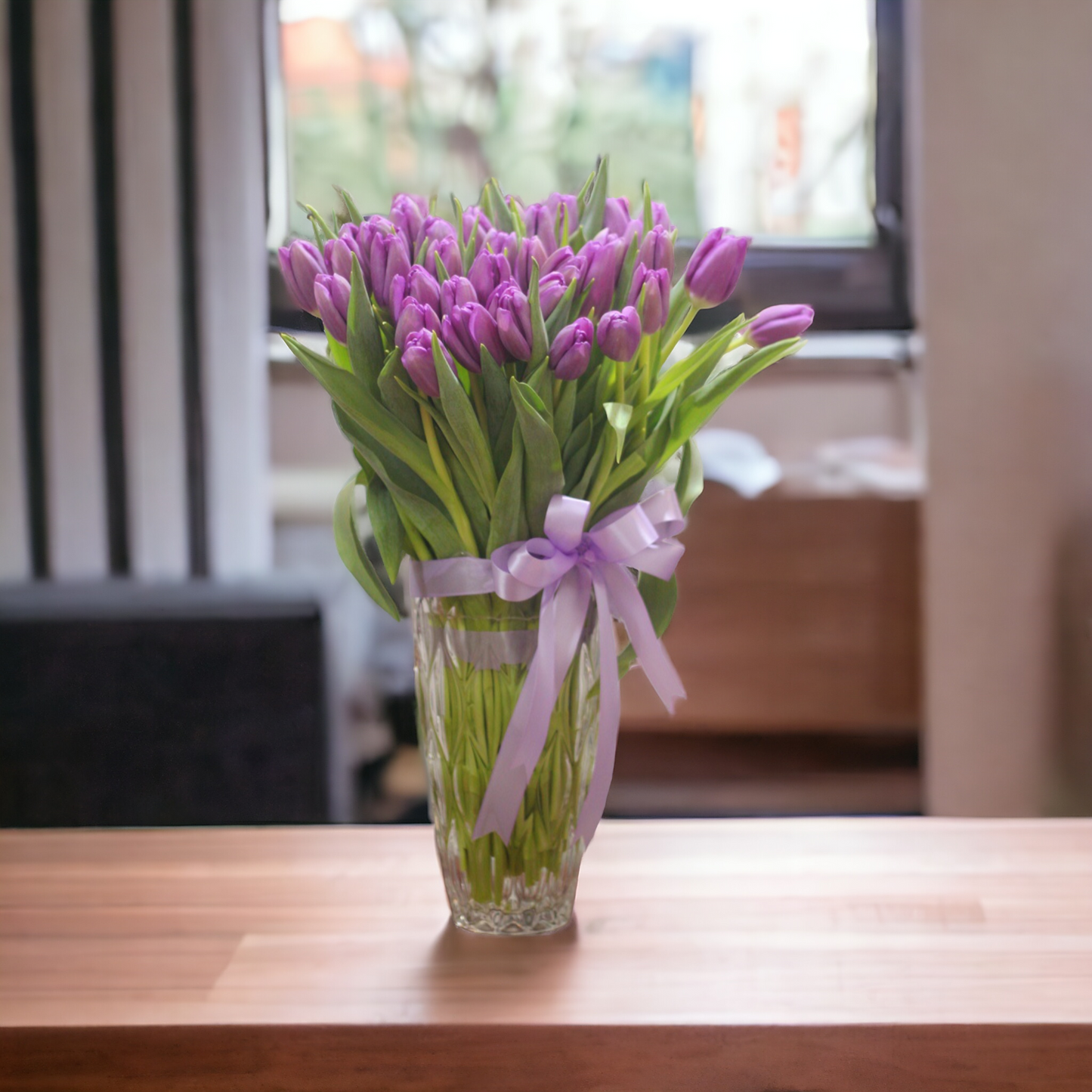 Fresh Tulips Flowers In Vase