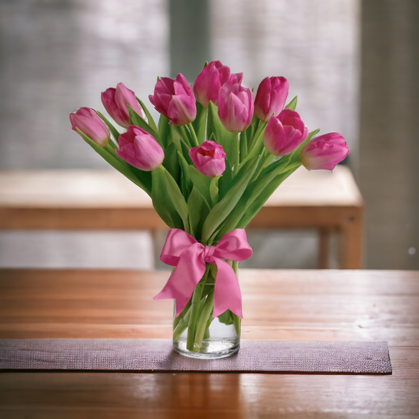 Cut Tulips Flowers In Vase