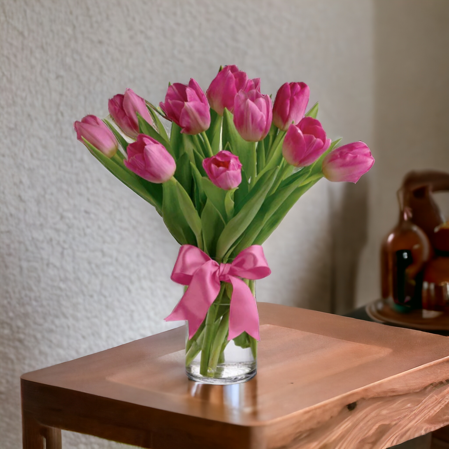 Cut Tulips Flowers In Vase