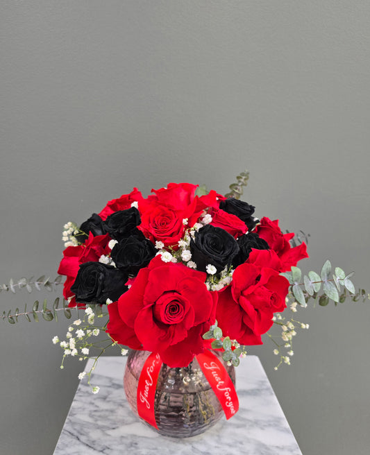 Two Dozen Rose with Glass Vase