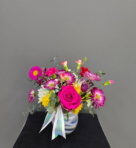 Fresh Flowers In Small Vase
