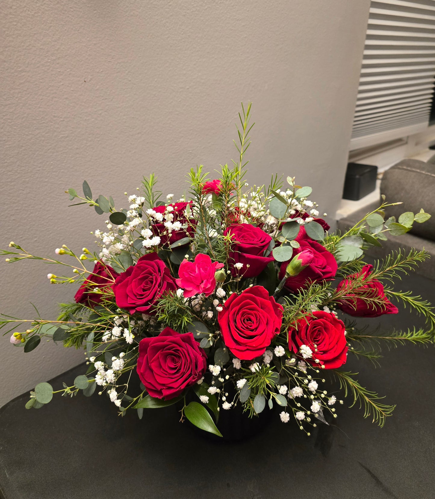 Dozen Roses in Vase