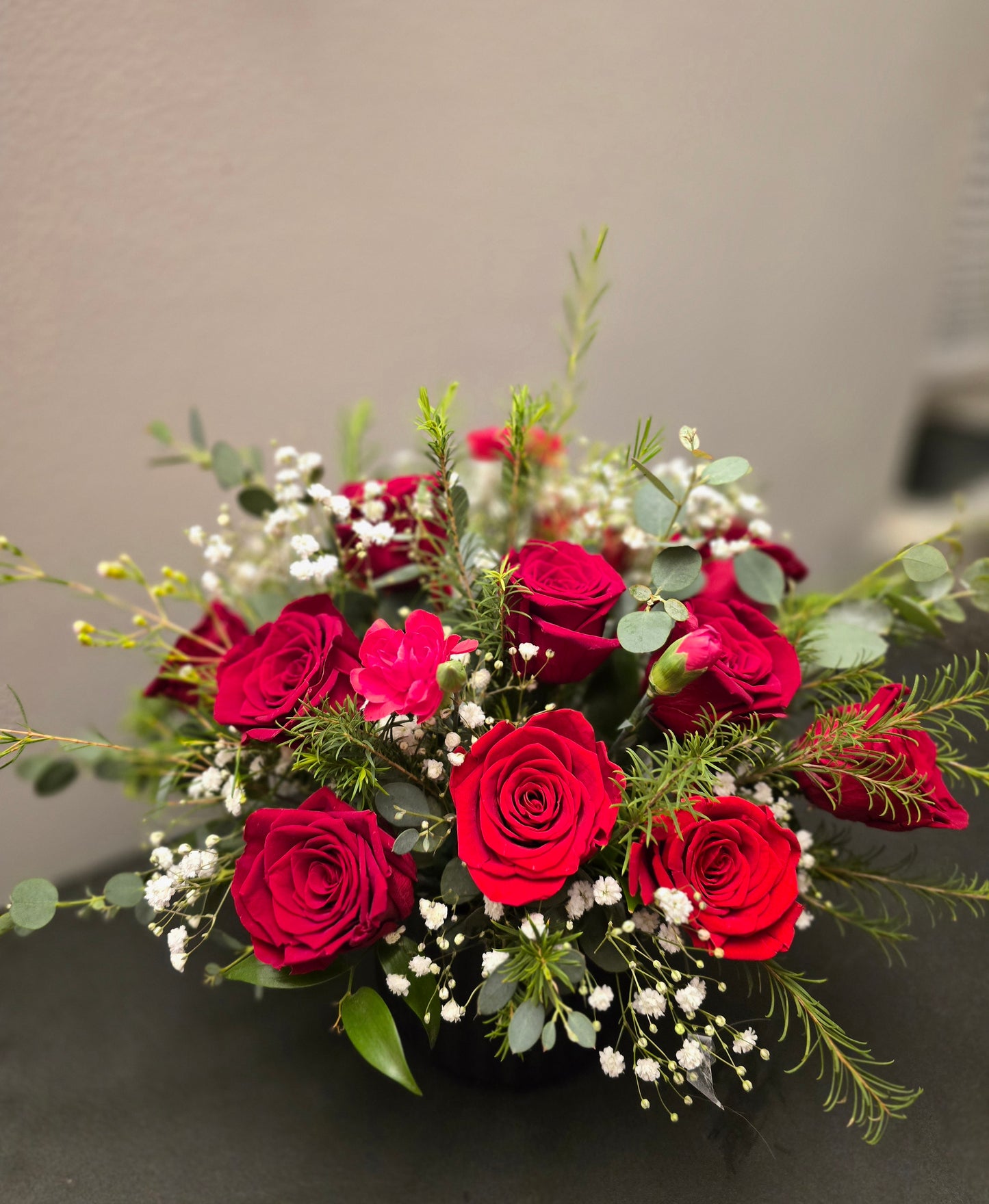Dozen Roses in Vase